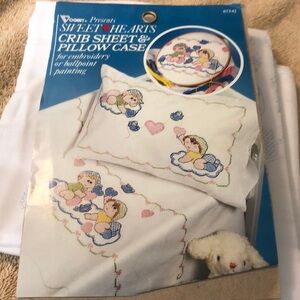 Vogart Sweethearts Crib Sheet Pillowcase For Embroidery Or Ballpoint painting